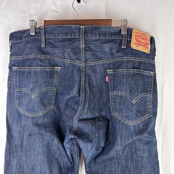 Levi's 569 Jeans Mens 42x30 (fit 42x28) Dark Indigo Wash Loose Straight Denim - Picture 7 of 15